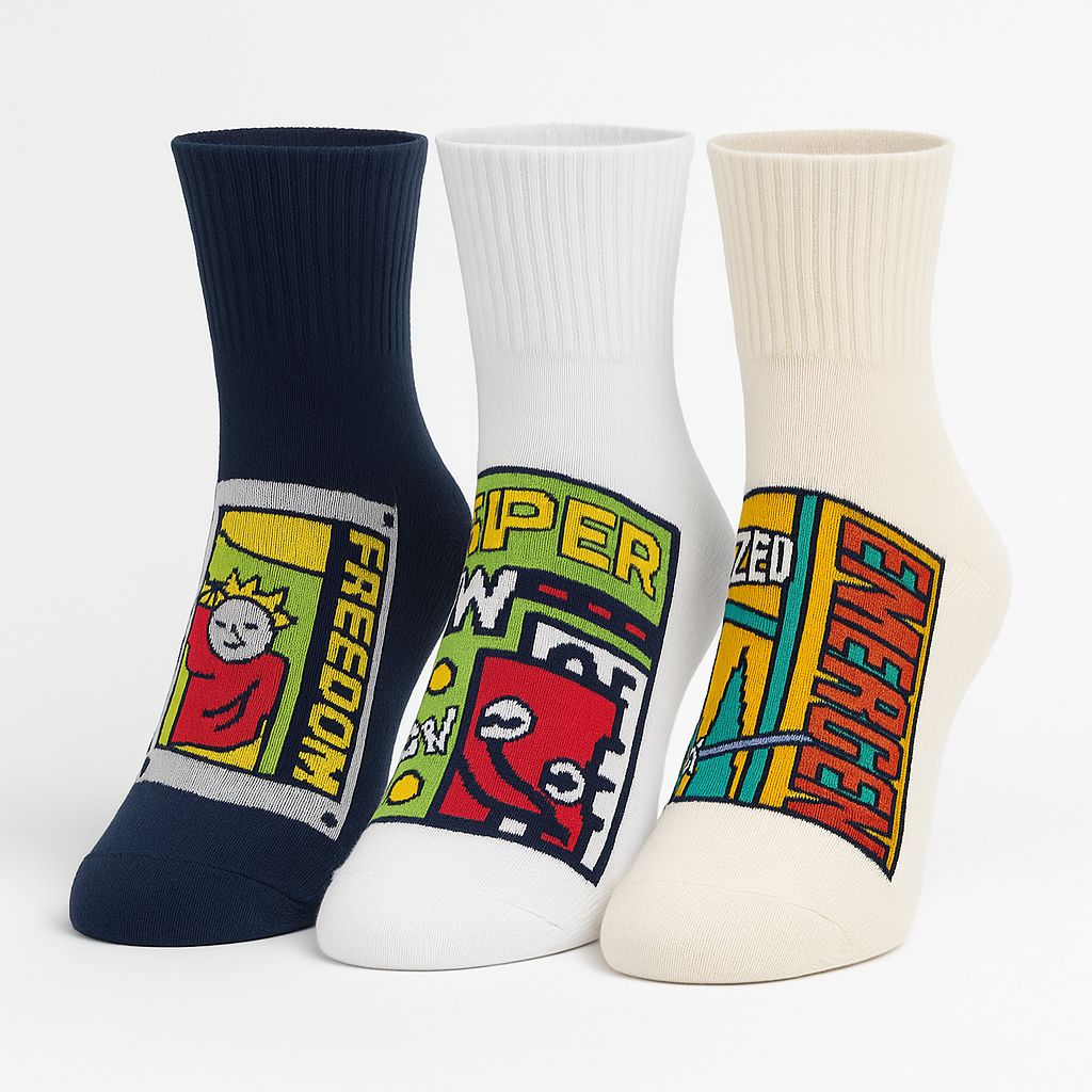 Alphasox Freedom Pop Collection - Pack of 3 ankle length socks