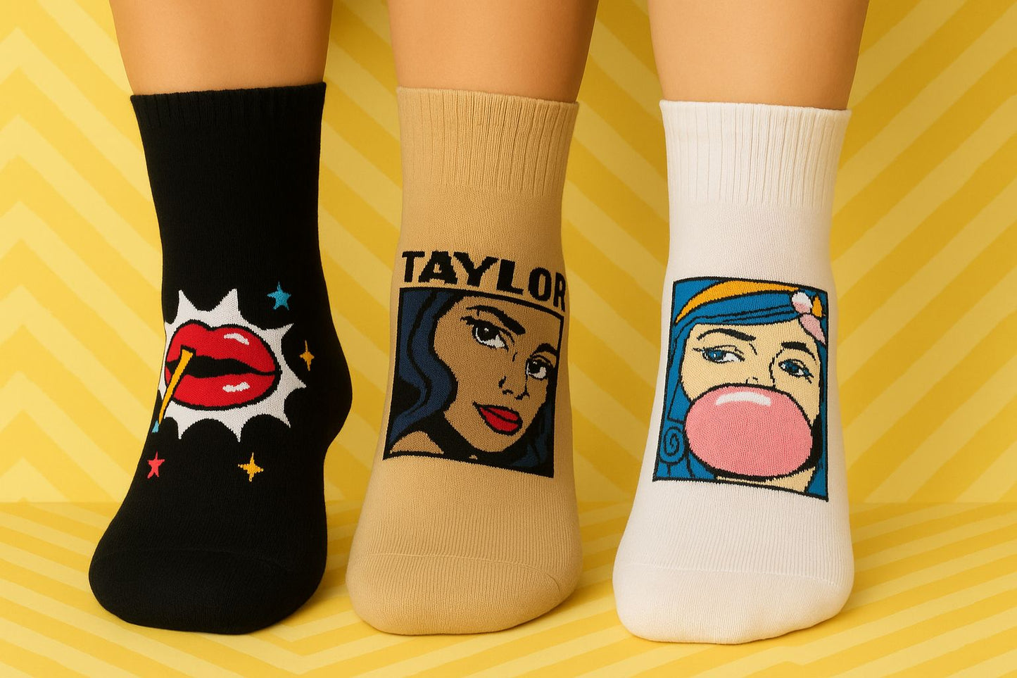 Alphasox PopArt Ankle Socks - Unisex (Pack of 3 pairs)